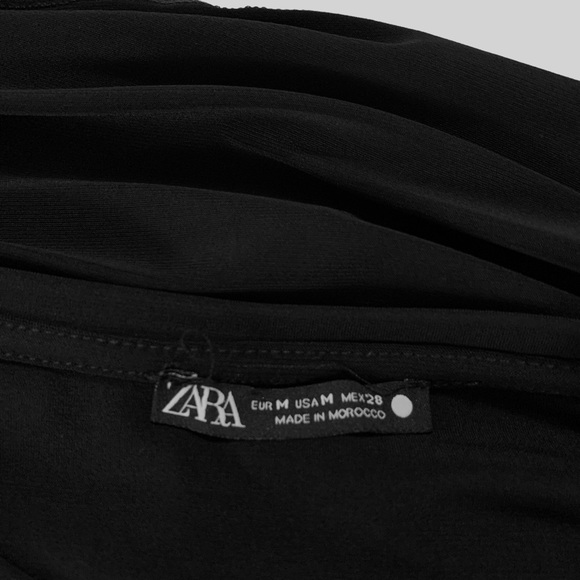 ZARA FLOWING RUSHED BLACK TUNIC TOP - Picture 8 of 11